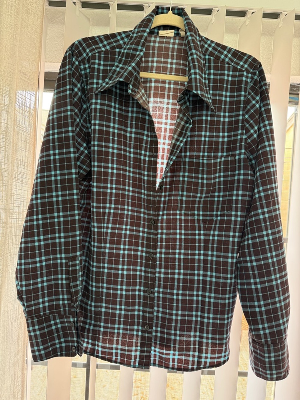 Levi's Brown and Teal Plaid Button-Up